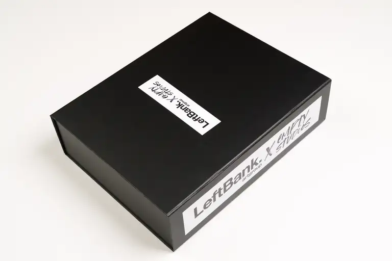 Product photography of black trade kit sample box featuring modern branding design, photographed in Australia for commercial and catalogue use.